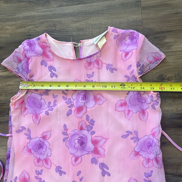💗Pink Floral Dress with Purple Accents - Picture 3 of 5
